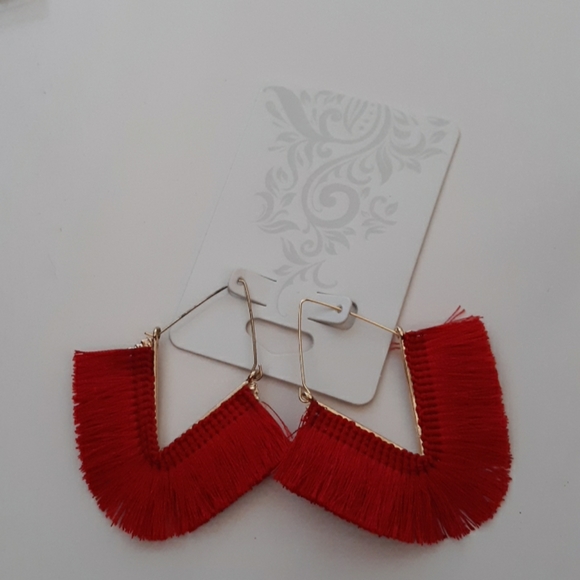 Fashion Jewelry Red Fringe Earrings - Picture 8 of 10